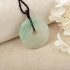 Gransky Ocean Green Round Burmese Jade Pendant Amulet 40mm