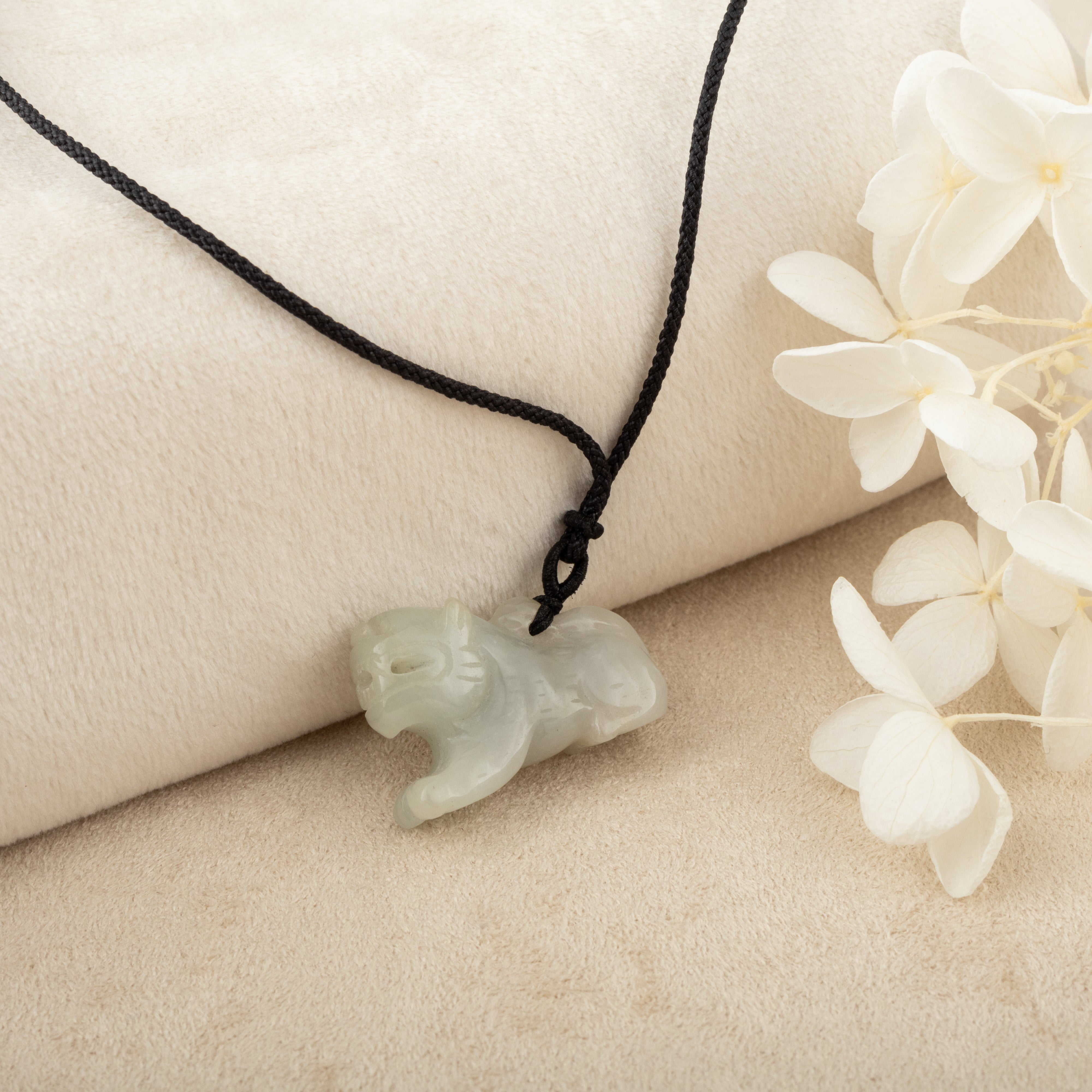 Lilac Burmese Jade Hand-carved Kirin Shape Jade Pendant Necklace