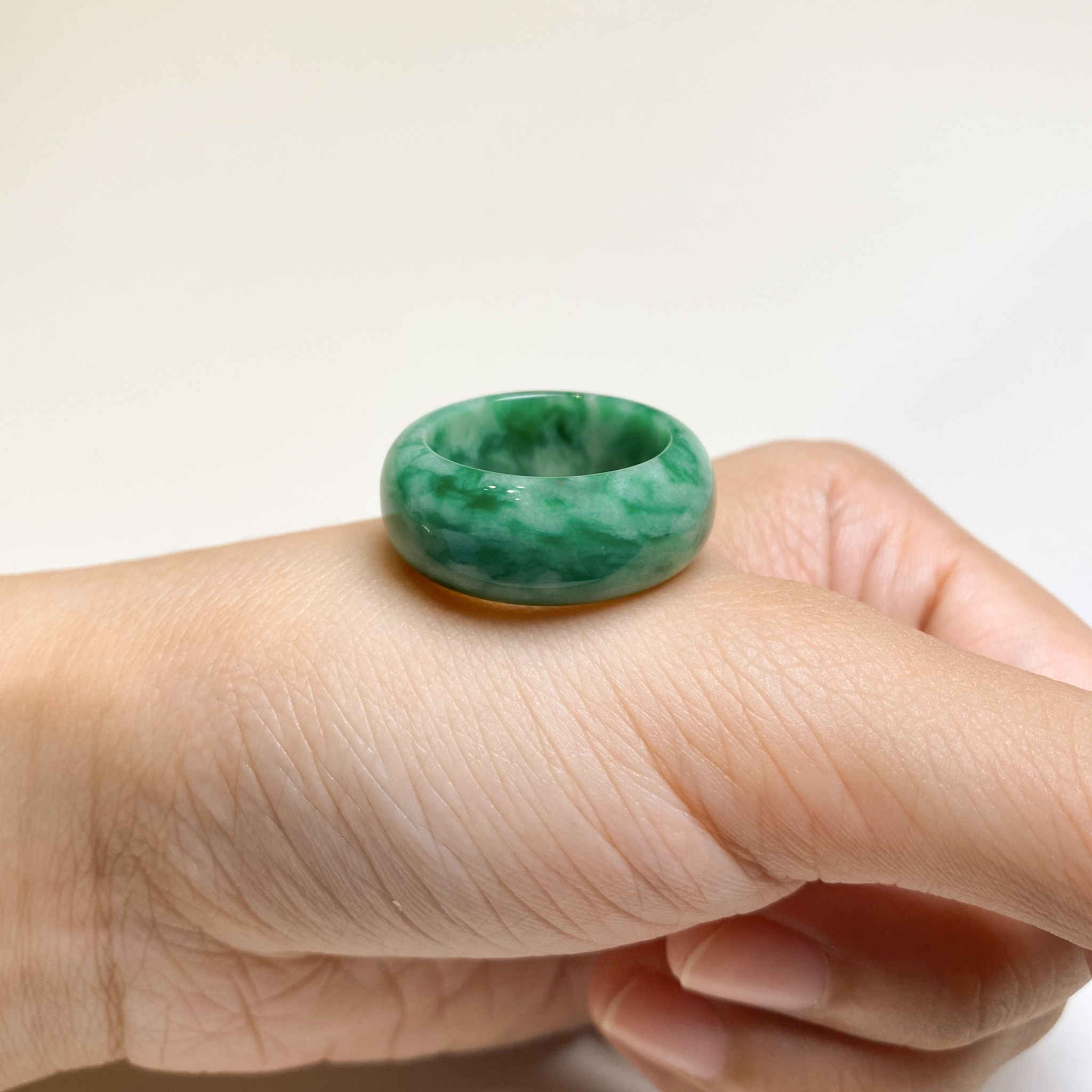 Gransky Green Natural Jadeite Ring Size US 9.5