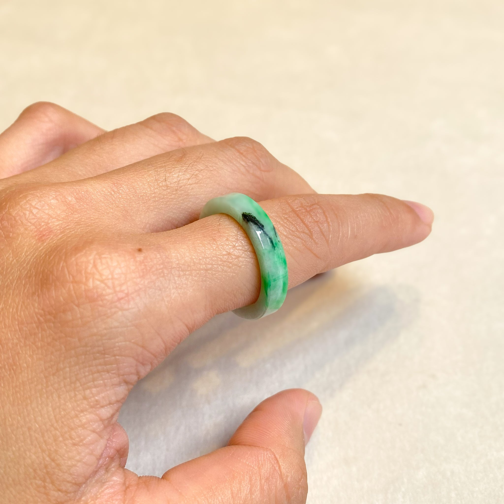 Gransky Handmade Natural Minimalist Jadeite Ring