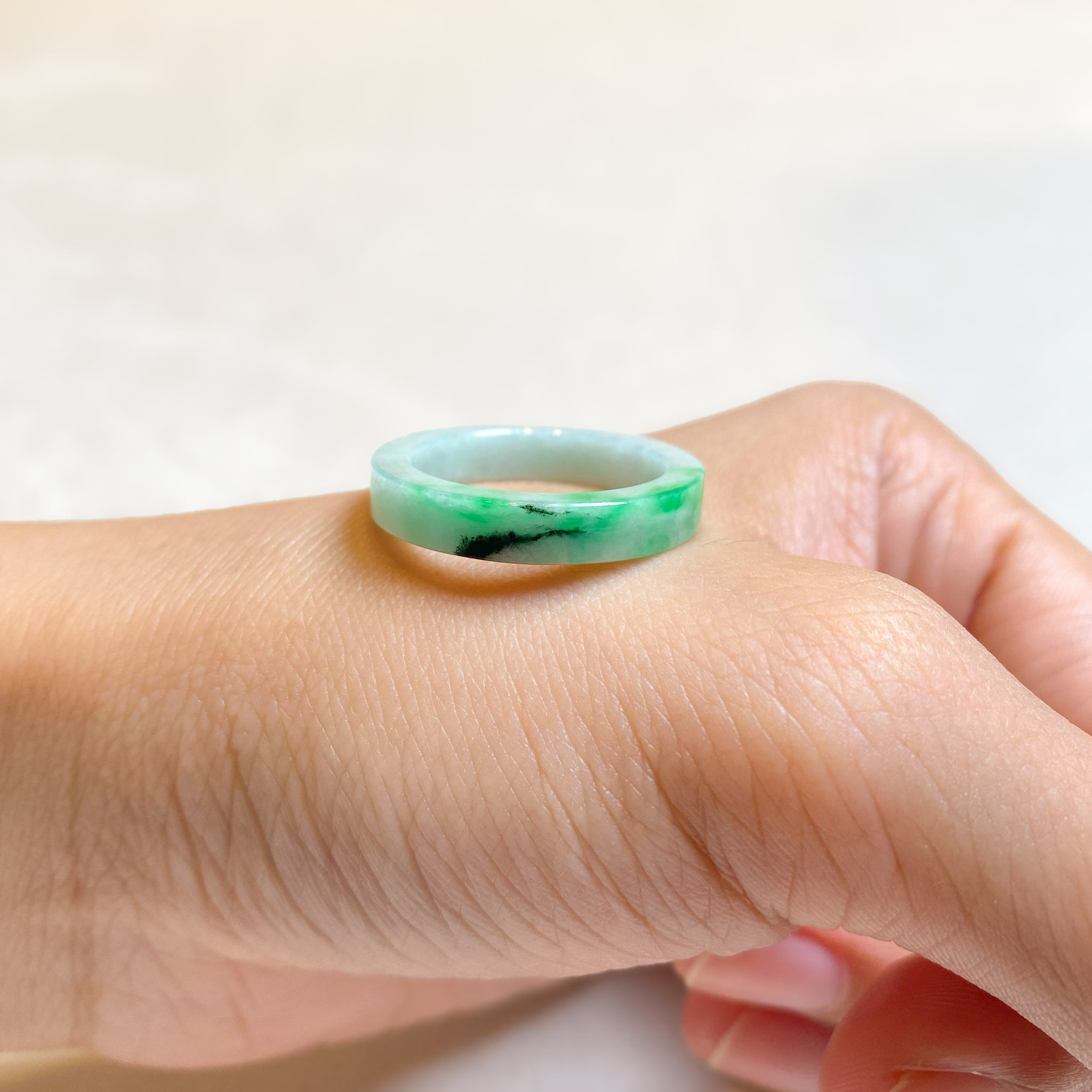 Gransky Handmade Natural Minimalist Jadeite Ring