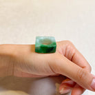 Multicolor Flat Top Green Square Jade Ring