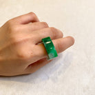 Multicolor Flat Top Green Square Jade Ring