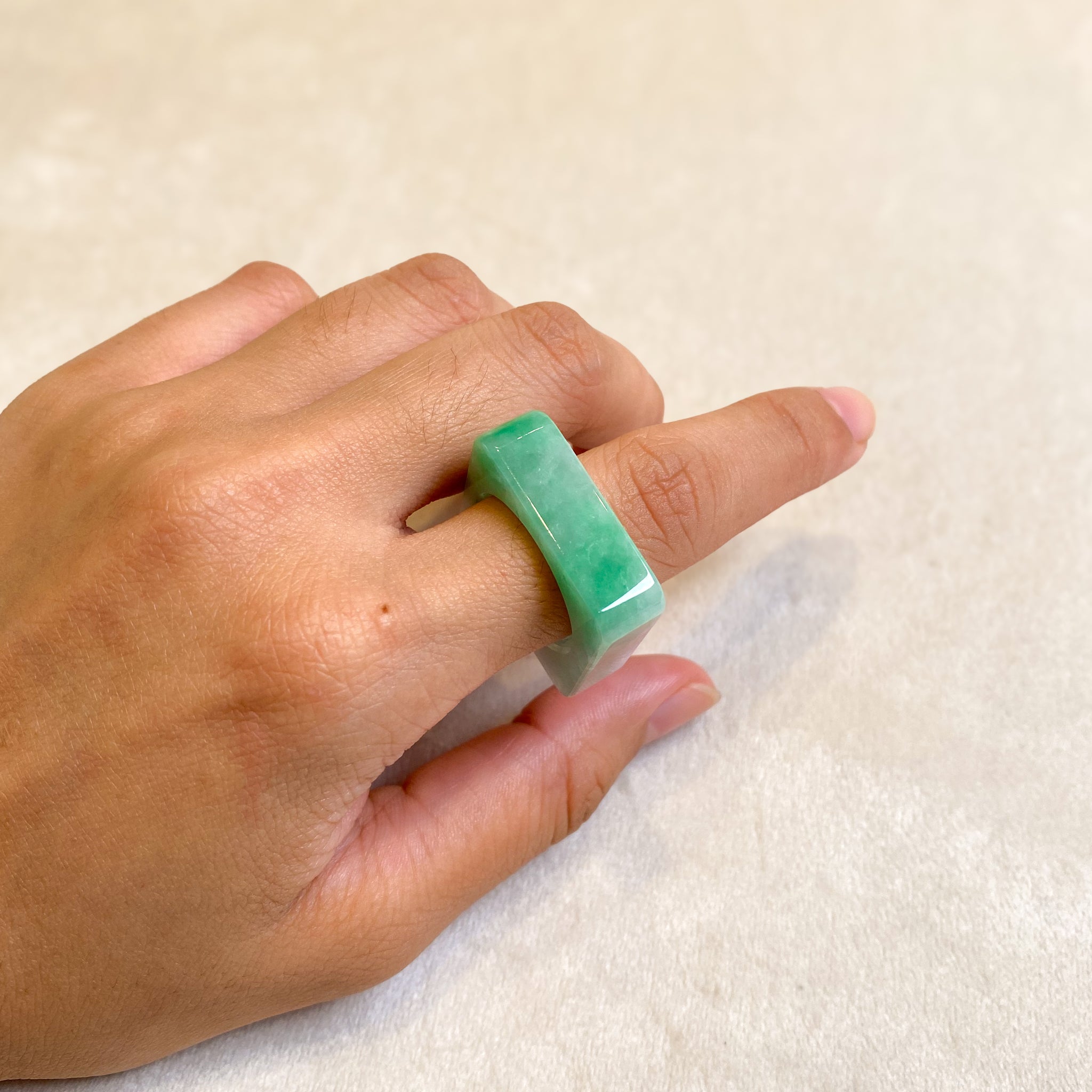 Geometric Square Jadeite Ring