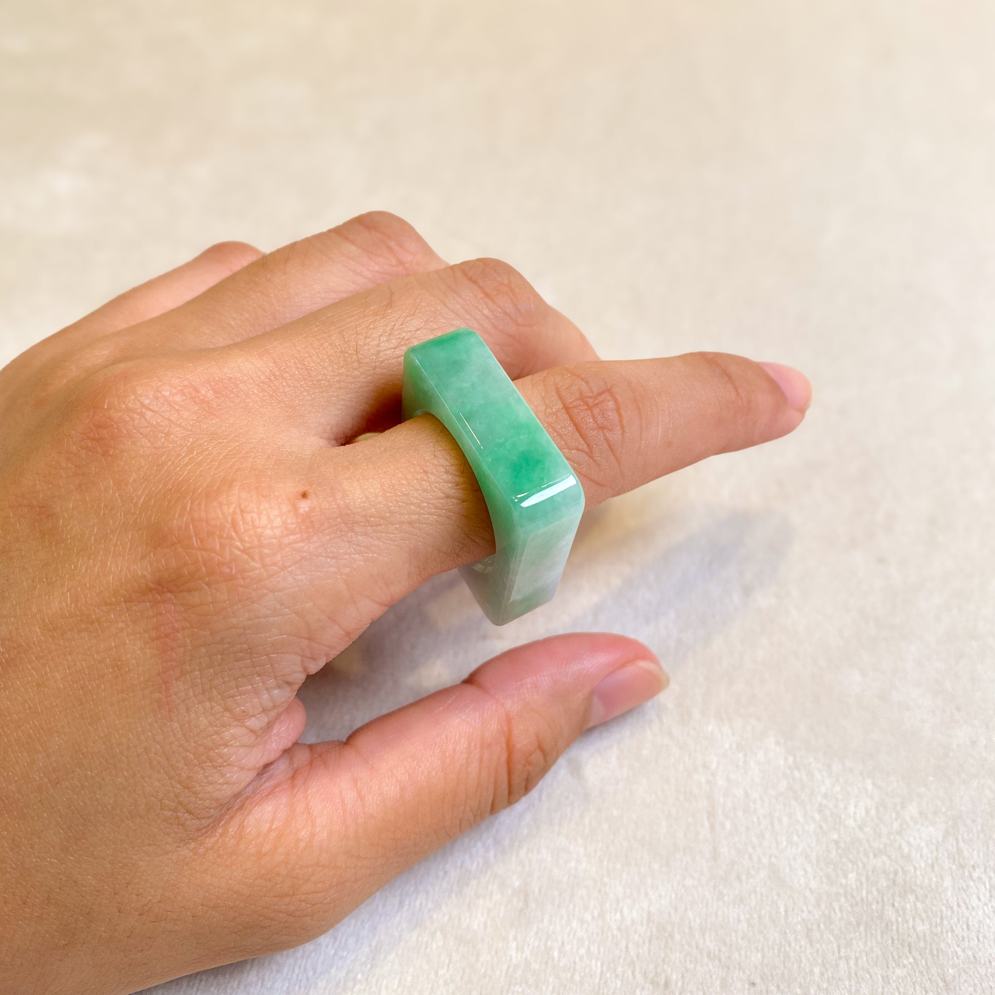 Geometric Square Jadeite Ring