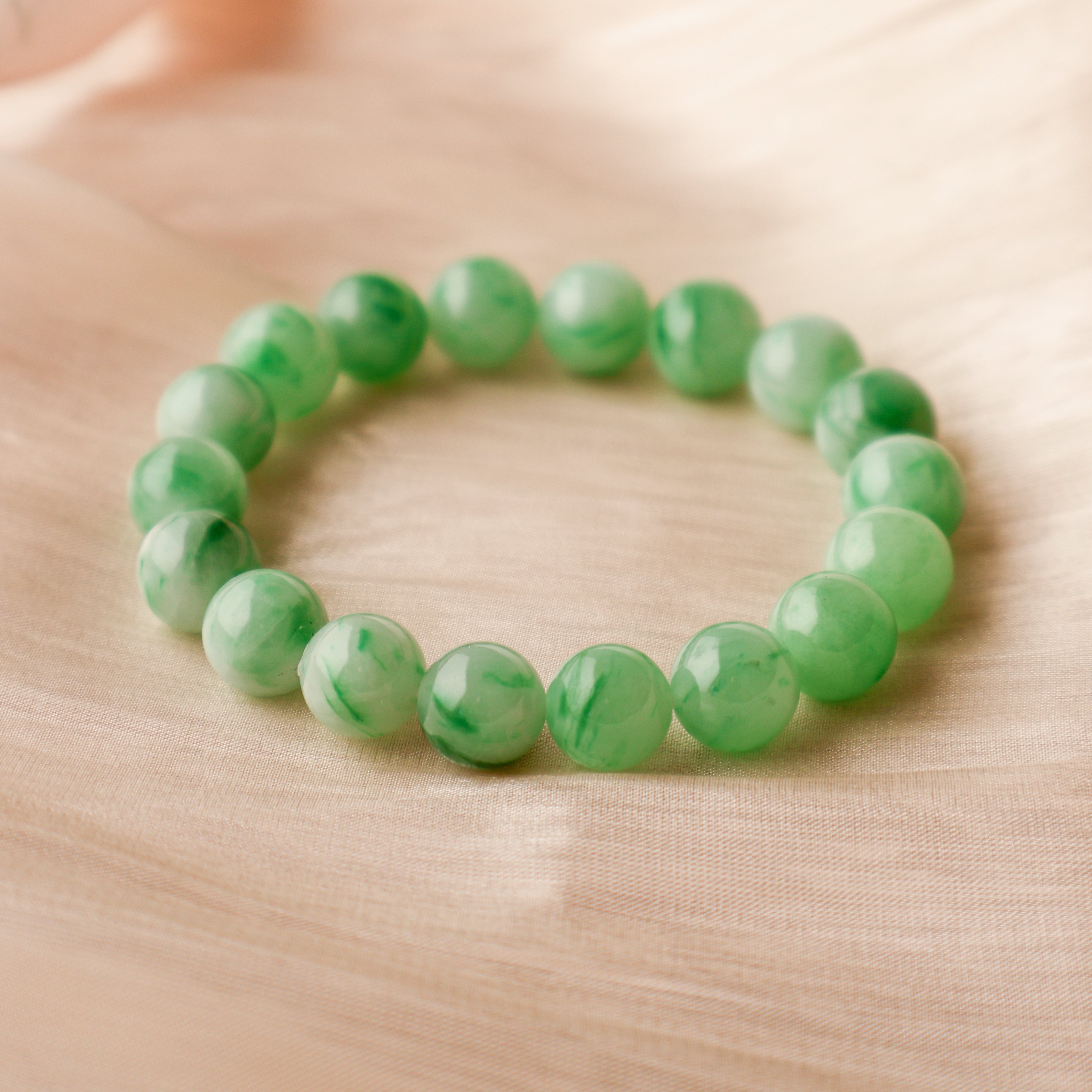 100% Natural online Burmese Jadeite Stretch Bracelet