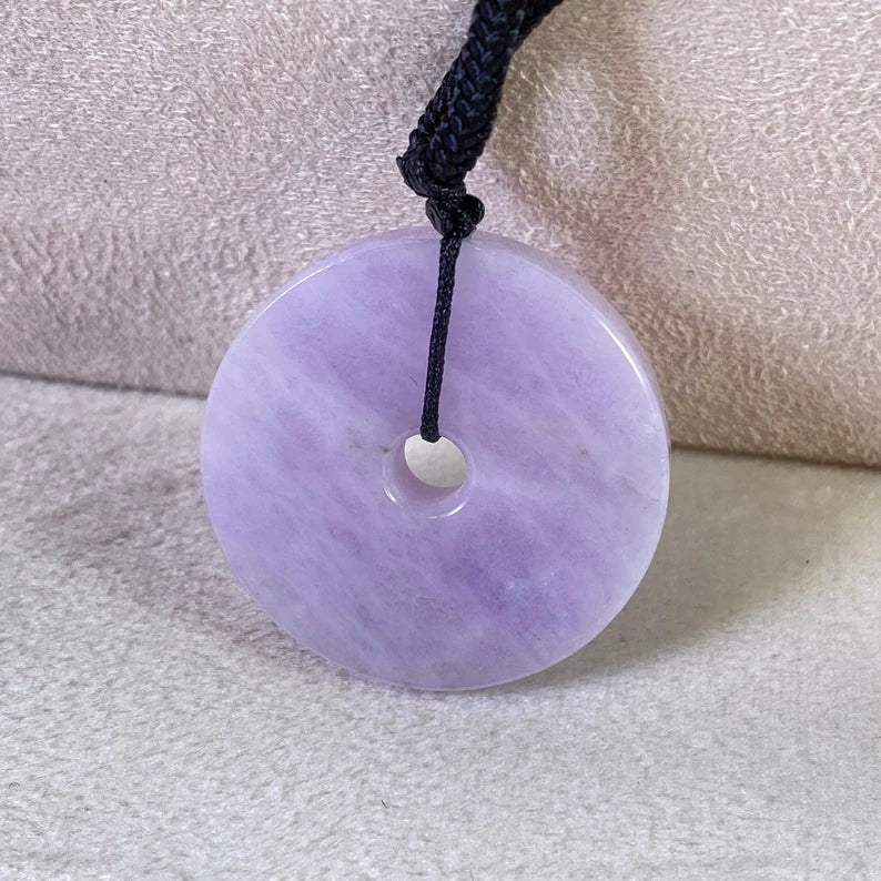 Purple Disc Jade Pendant Necklace, Protection Necklace, Lucky Emerald Pendant Necklace, Amulet, Emerald Necklace for Mom, Jade Pendant, Gift