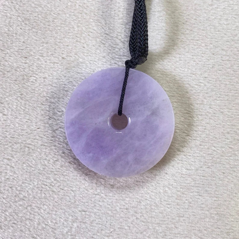 Purple Disc Jade Pendant Necklace, Protection Necklace, Lucky Emerald Pendant Necklace, Amulet, Emerald Necklace for Mom, Jade Pendant, Gift