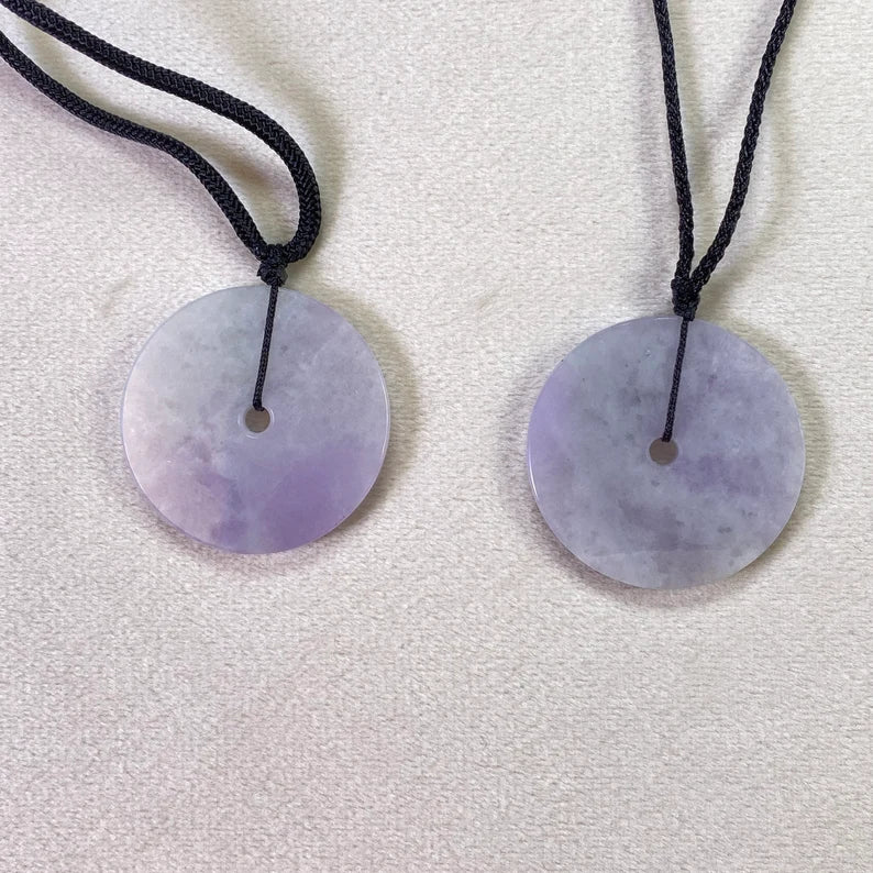 Purple Disc Jade Pendant Necklace, Protection Necklace, Lucky Emerald Pendant Necklace