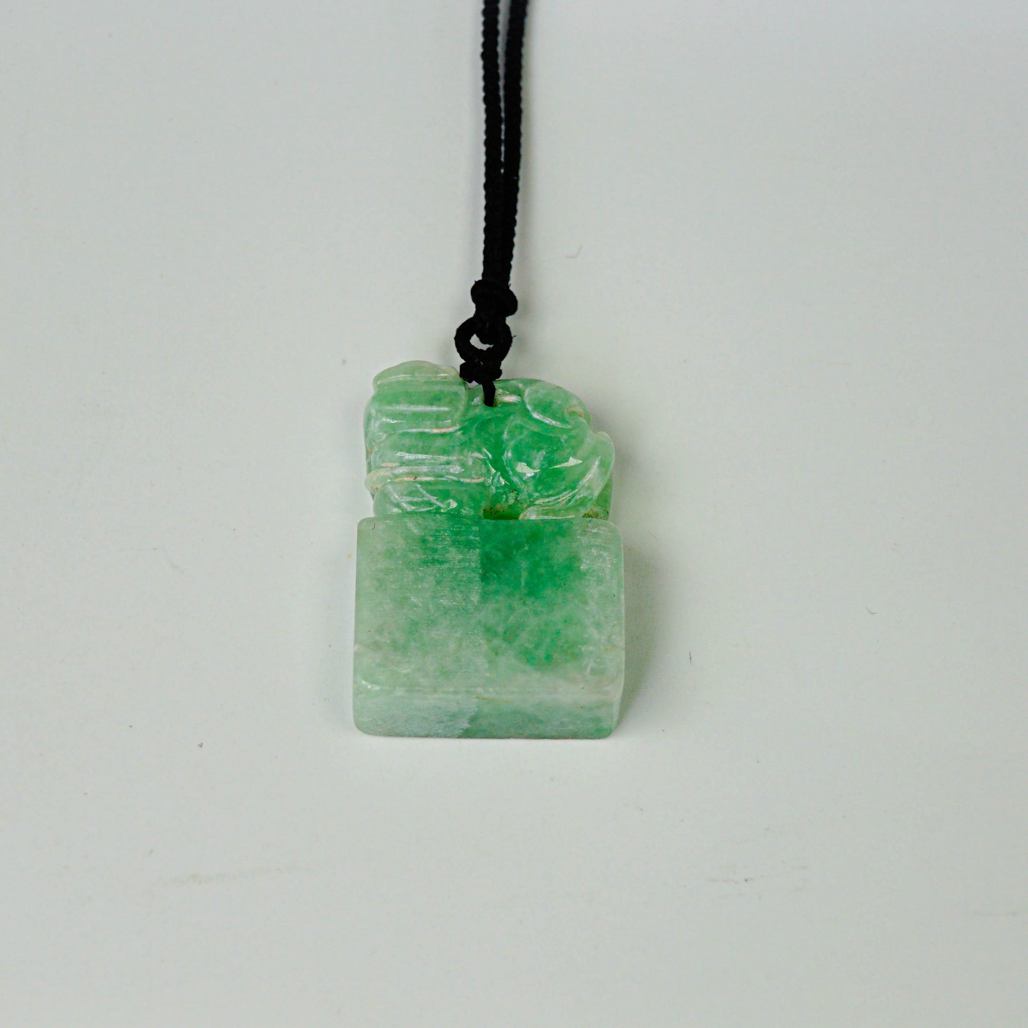 Vintage Carved Jade Block Seal Rectangular Jade Pendant