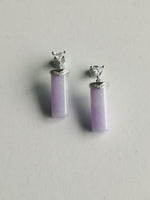 18k Gold Purple Jade Earrings | Dainty Dangle Earrings | White Gold and Diamond | Gift for Her